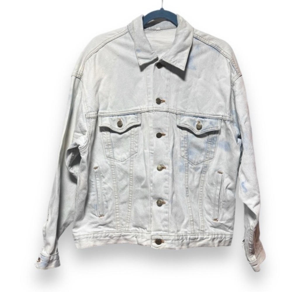 Vintage 90s Light Wash Denim Jean Jacket Relaxed Fit Women’s Size Large Spring